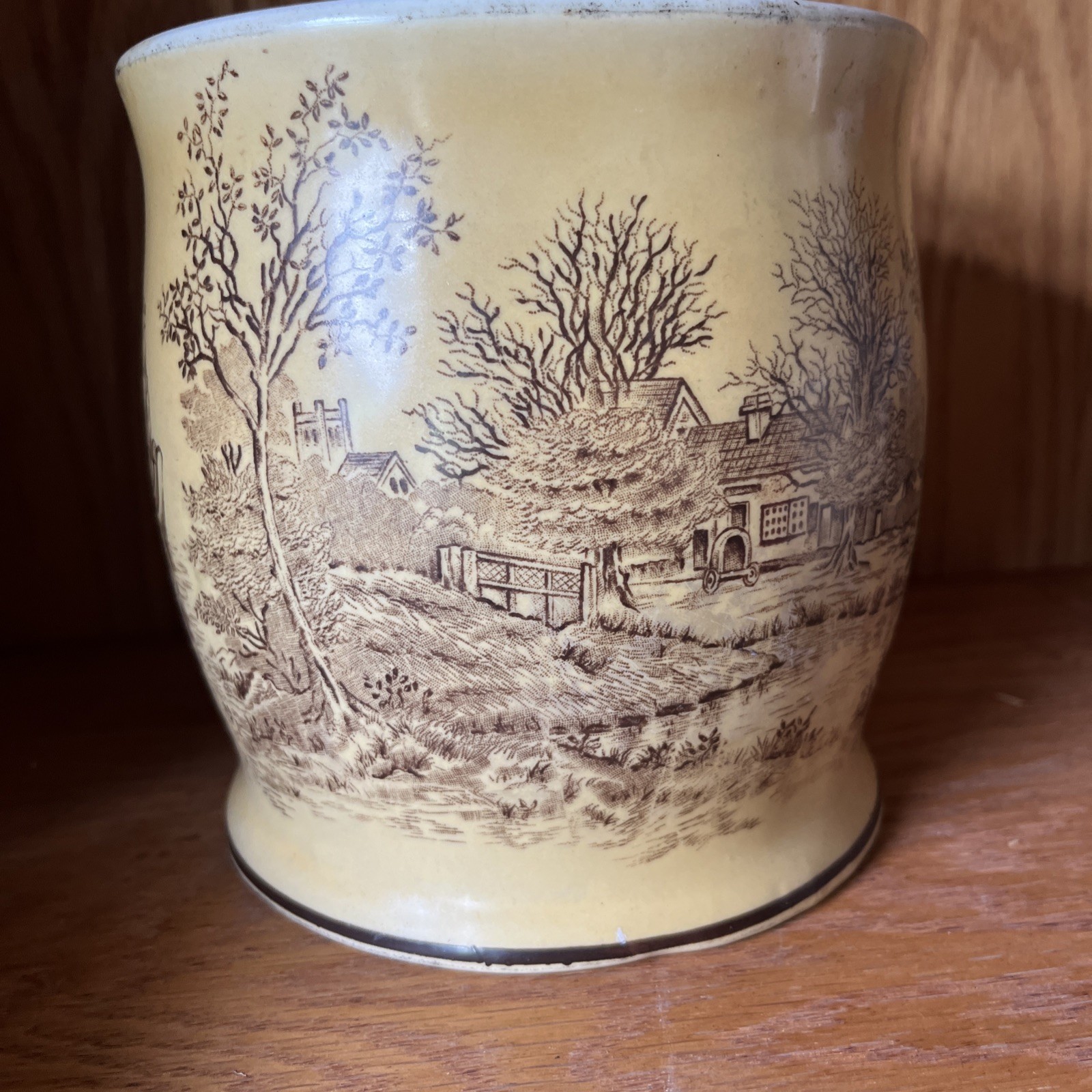 BLUE BOAR  TOBACCO Jar  HUMIDOR 6” H X 5.5” Diameter Transferware  English Scene