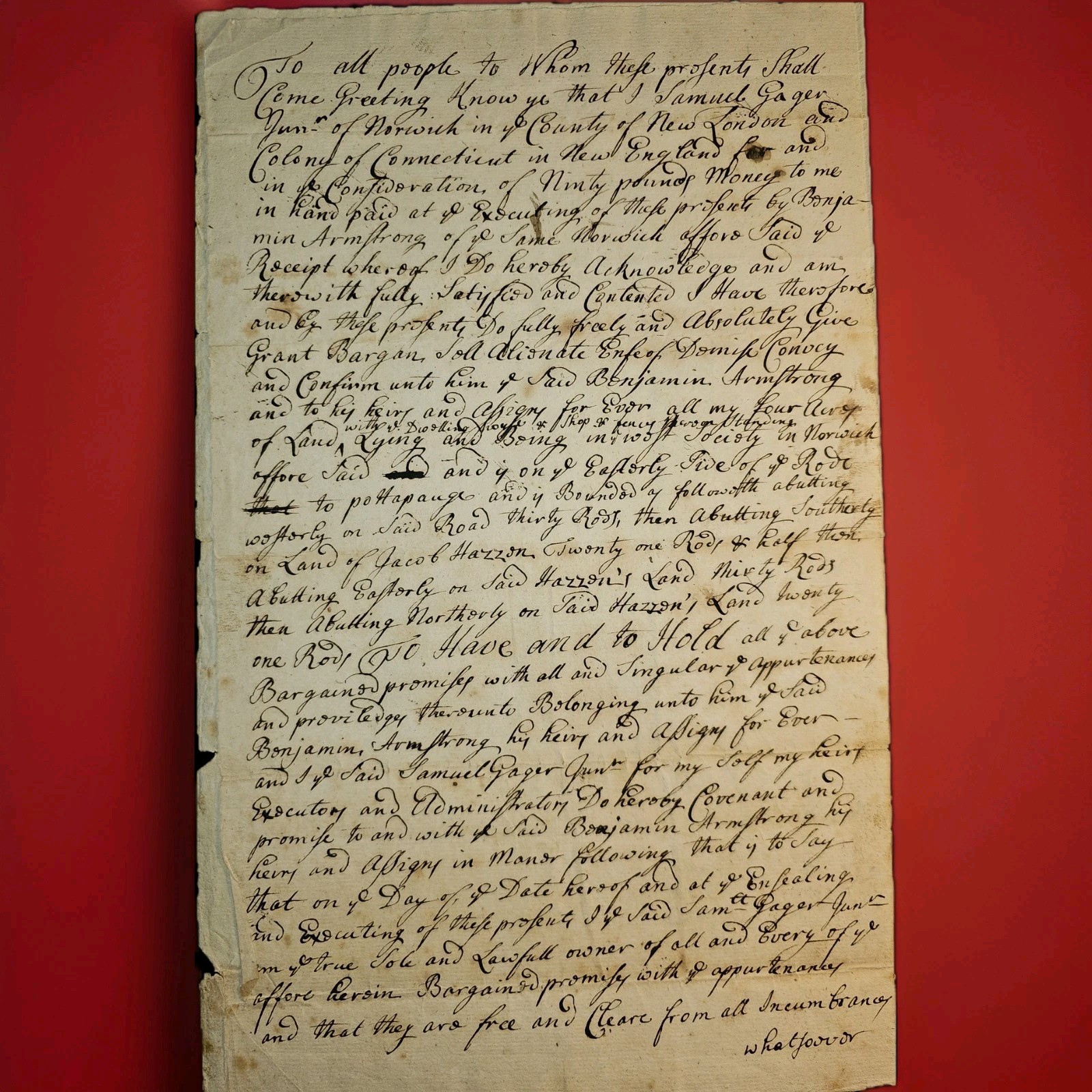 1739 Norwich CT Deed Gager to Armstrong Huntington Hartshorn Meacham Watermarks