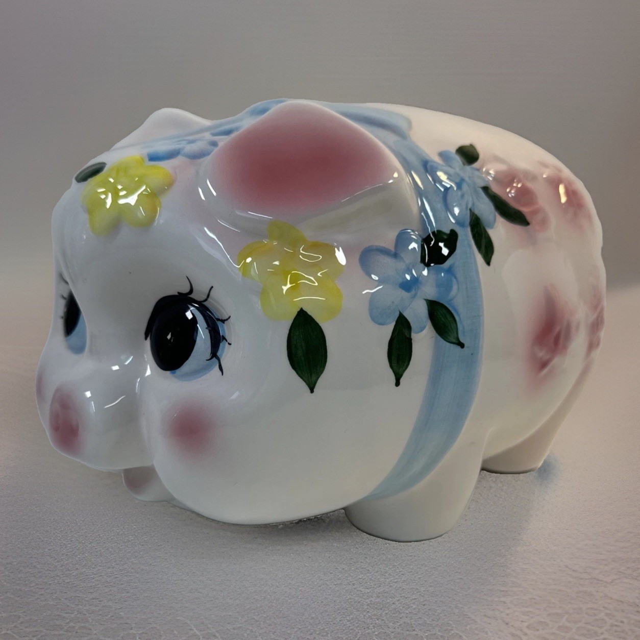 VTG “Jumbo” Piggy Bank Hand-Painted Chinese Embossed Text w/Stopper Taiwan VTG “Jumbo” Piggy Bank Hand-Painted Chinese Embossed Text w/Stopper Taiwan