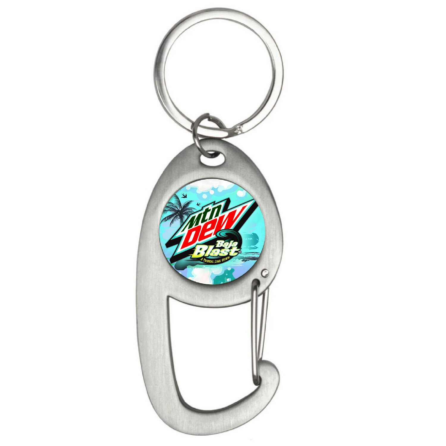 Mt Mountain Mtn Dew Baja Blast Premium Brushed Silver Carabiner Keychain