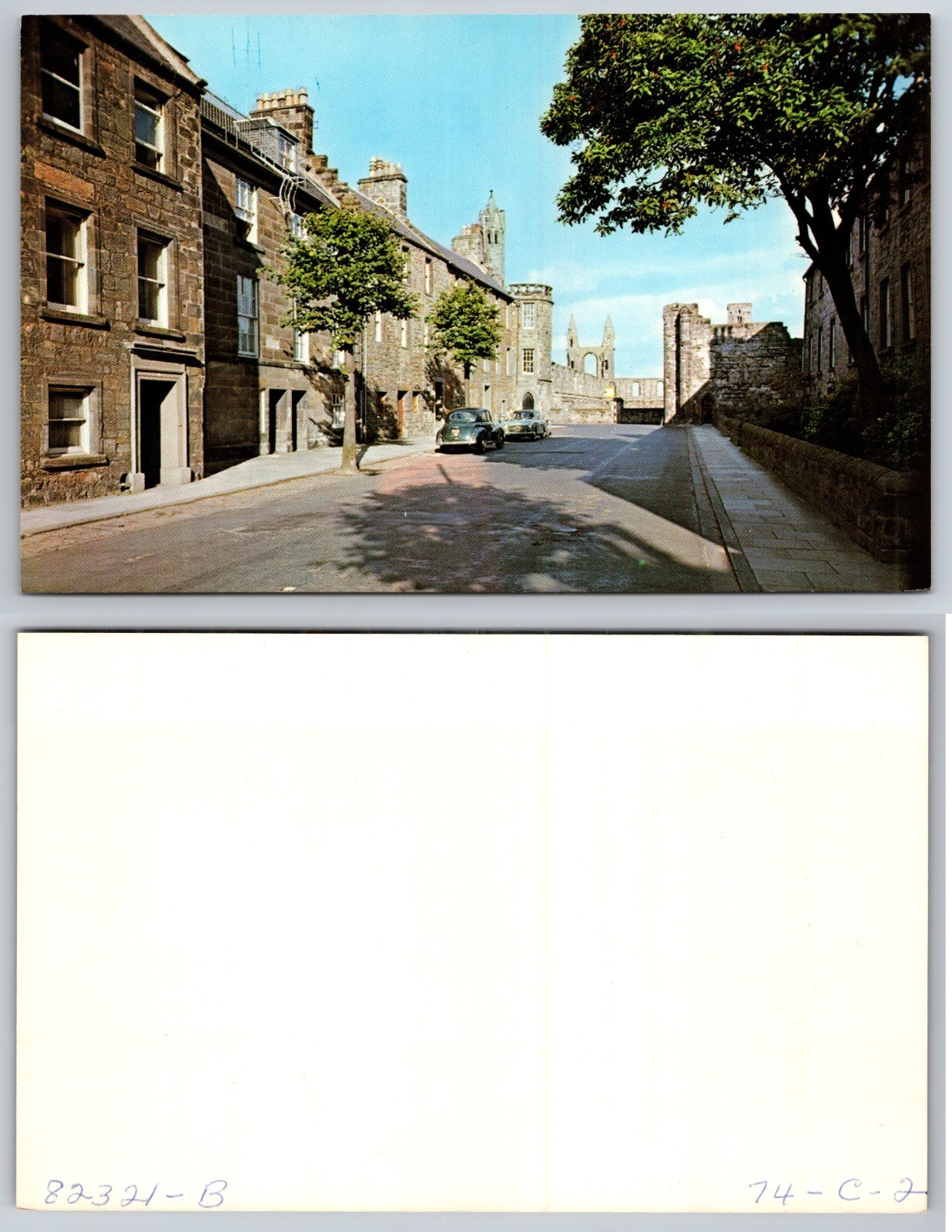 Stone Street Architecture Trees Cars Postcard