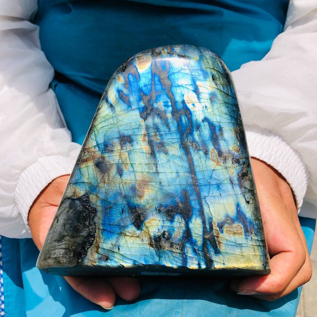 5.45LB Large Natural Gorgeous Labradorite Crystal Quartz Mineral Specimen Heals