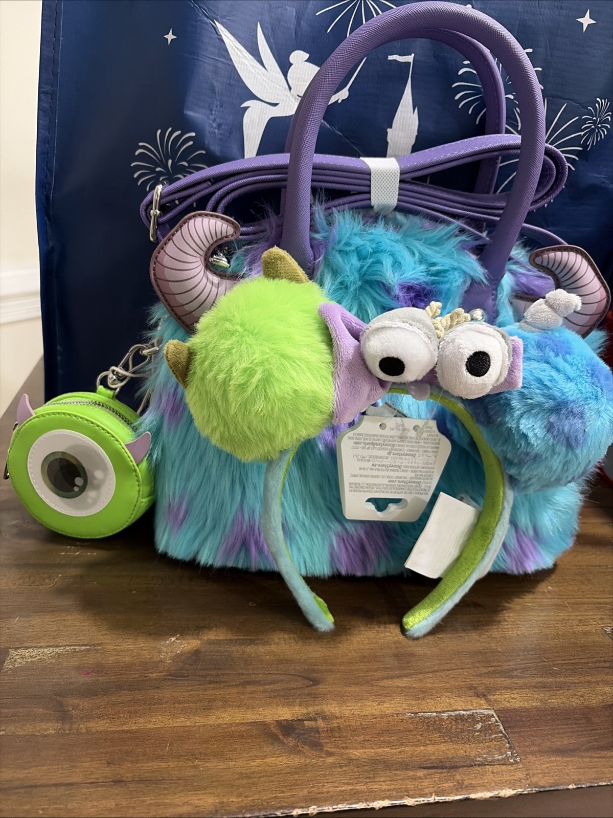 Disney Parks Loungefly 2026 Monsters Inc. Mike Sulley Fuzzy Crossbody With Ears Disney Parks Loungefly 2026 Monsters Inc. Mike Sulley Fuzzy Crossbody With Ears