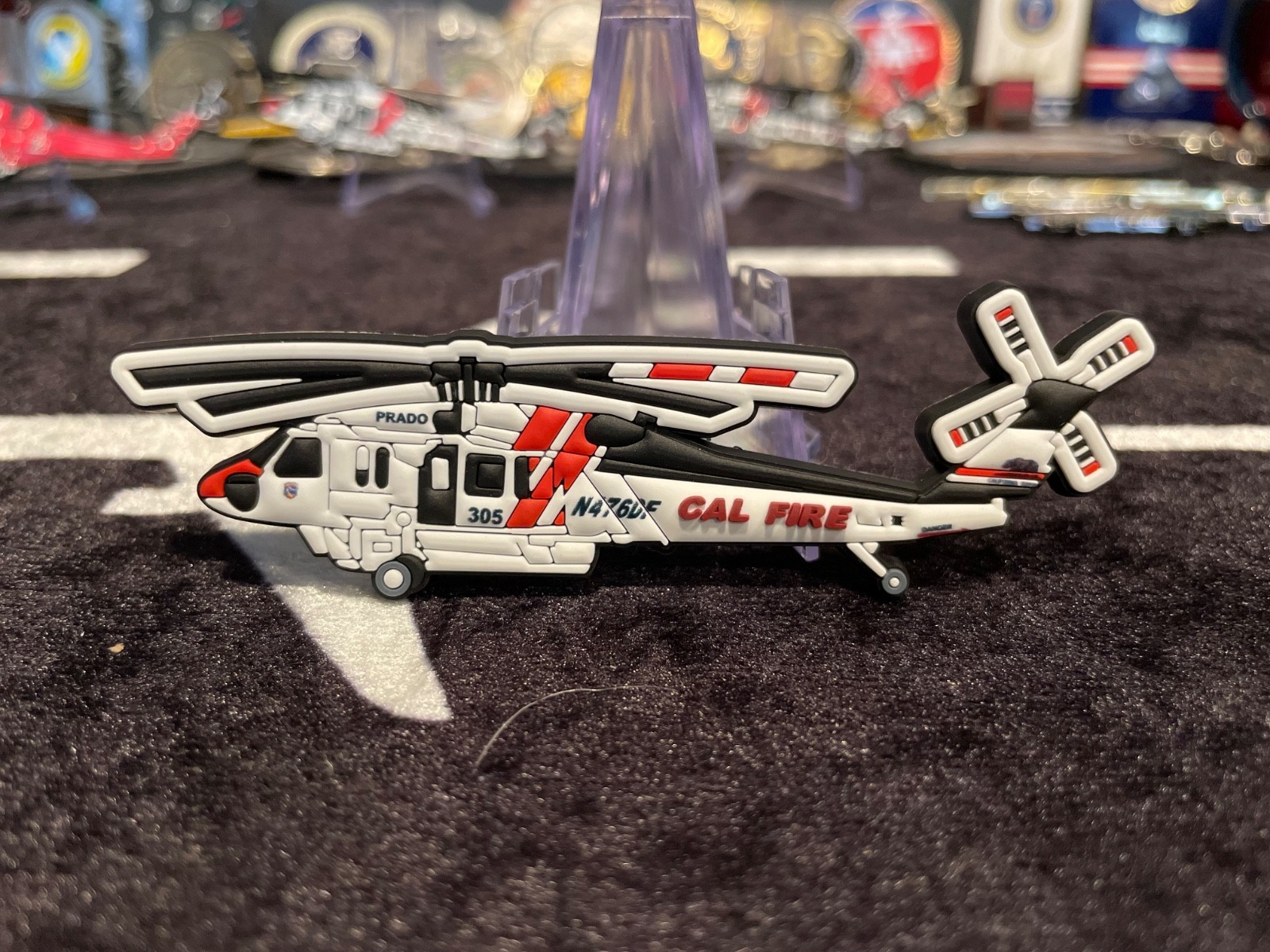Cal Fire Firehawk Helicopter morale patch backing 3D pvc Cal Fire Firehawk Helicopter morale patch backing 3D pvc