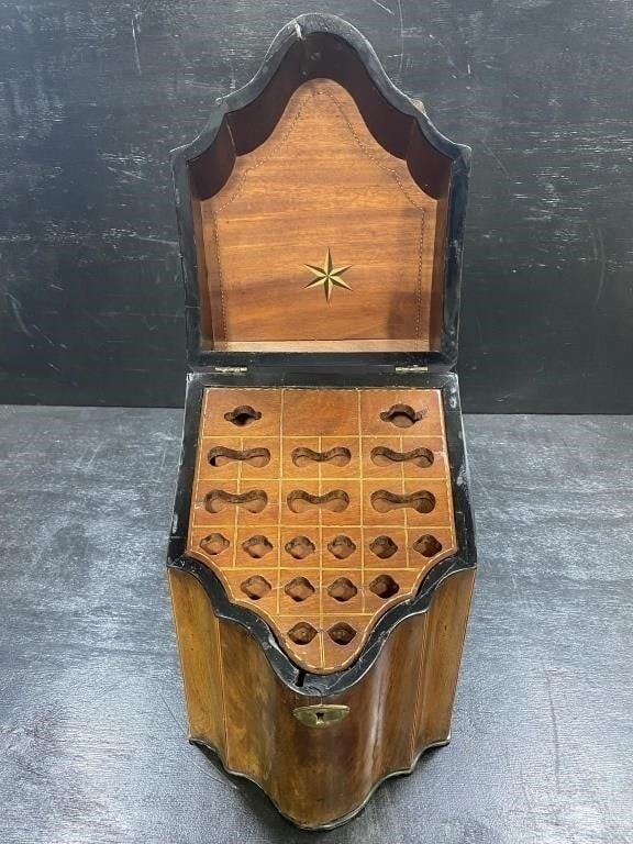 Early Antique c1750 English Walnut Knife Box Fitted For Forks & Knives