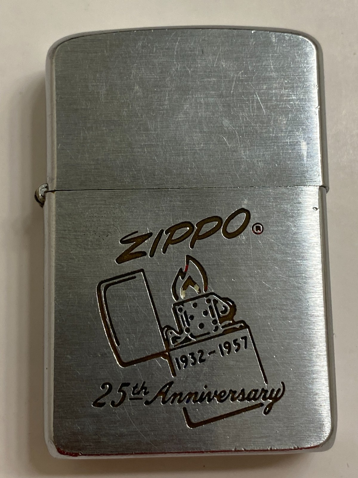 Vintage 1957 25th Anniversary 1932-1957 Zippo Lighter Patent 2517191