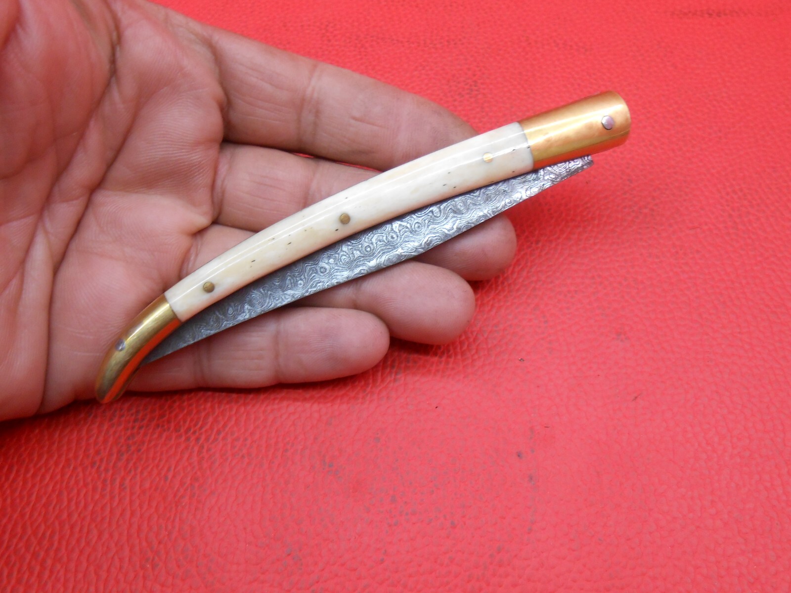 Custom Made Damascus Blade Forge De Laguiole Knife Bone Handles With Sheath A014