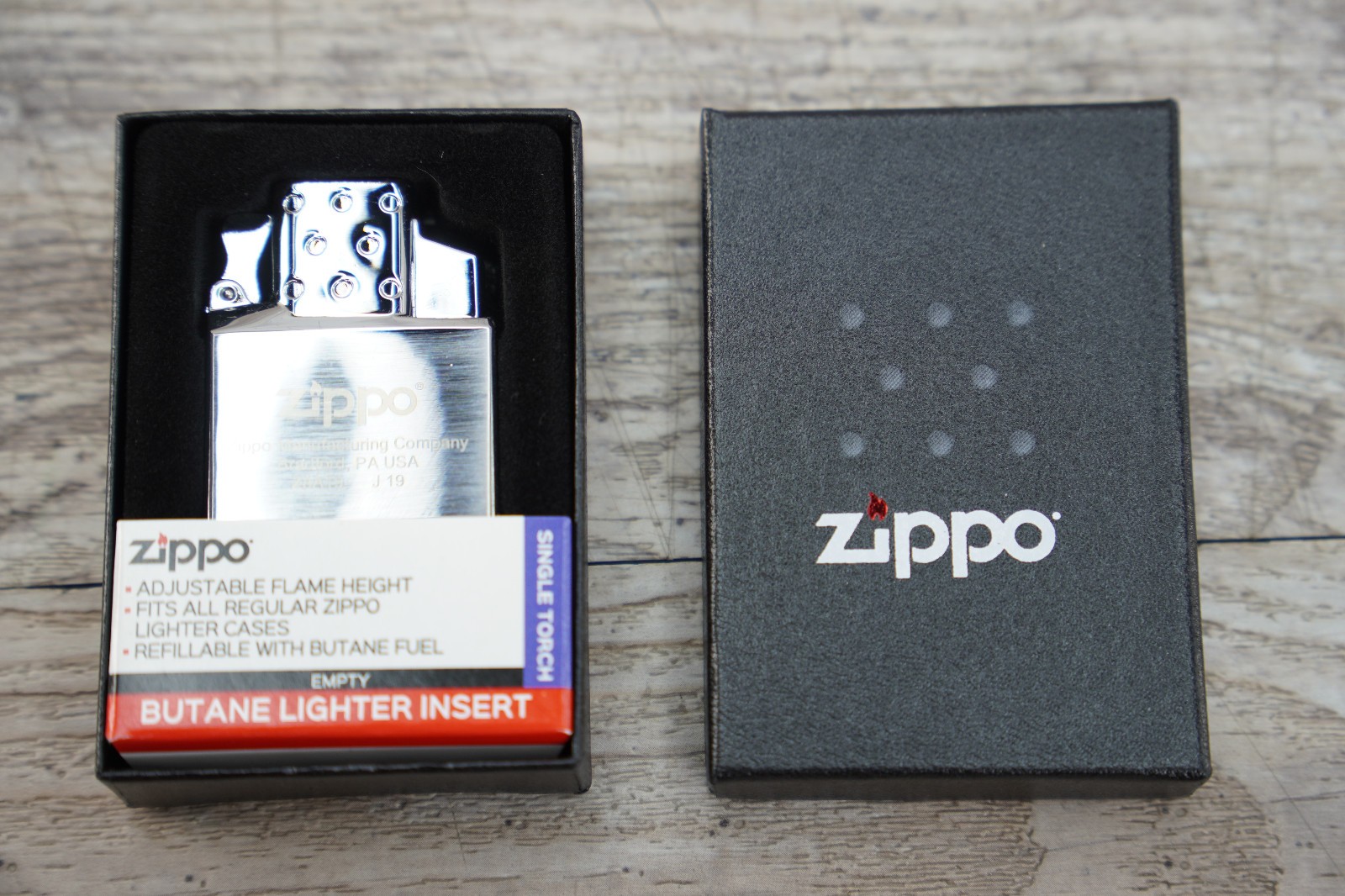 Zippo Butane Lighter Insert Single Torch  Model 65826 High Polish Chrome New