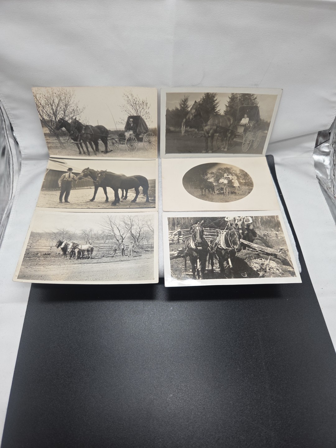 Vintage Real Photo RPPC Lot of 6 Horses, Carriages People Farming Oregon USA 