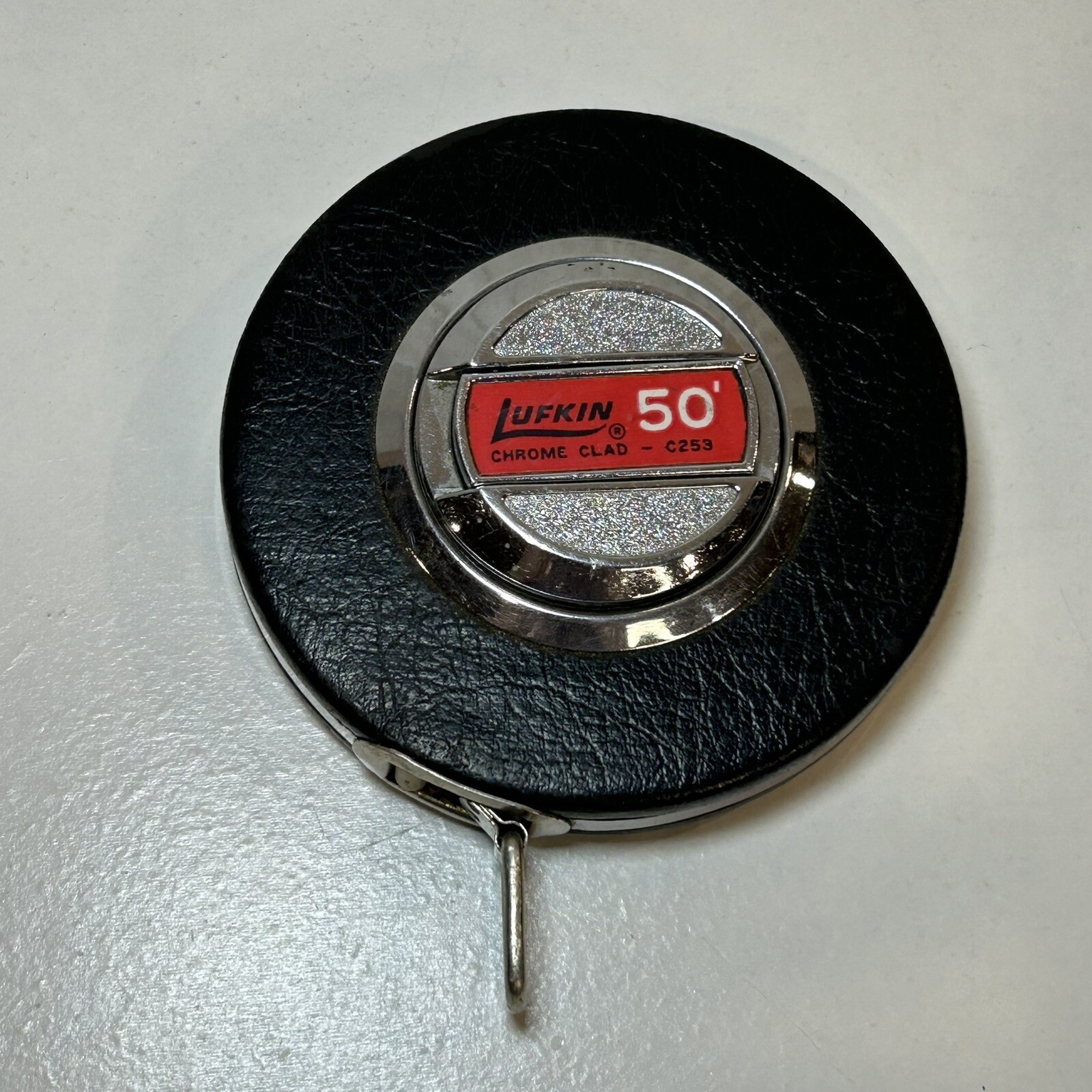 Vintage Lufkin Steel Tape Measure 50 Foot Leather Casing H433 USA Vintage Lufkin Steel Tape Measure 50 Foot Leather Casing H433 USA