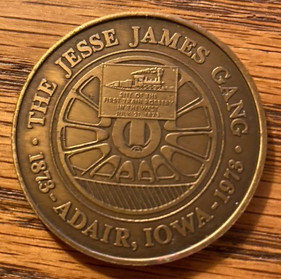 Vintage 1873-1973 Centennial Token Jesse James Gang Western Train Robbery Coin