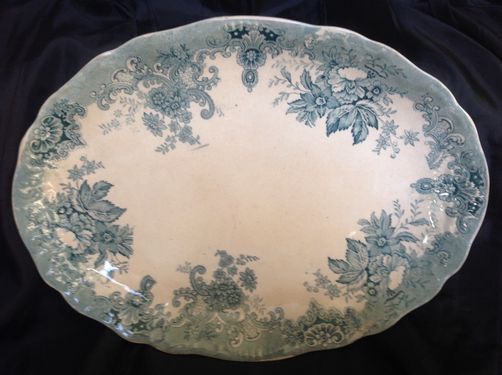 Mellor Taylor & Co. Niagara 19th C Early English Green White Porcelain Platter