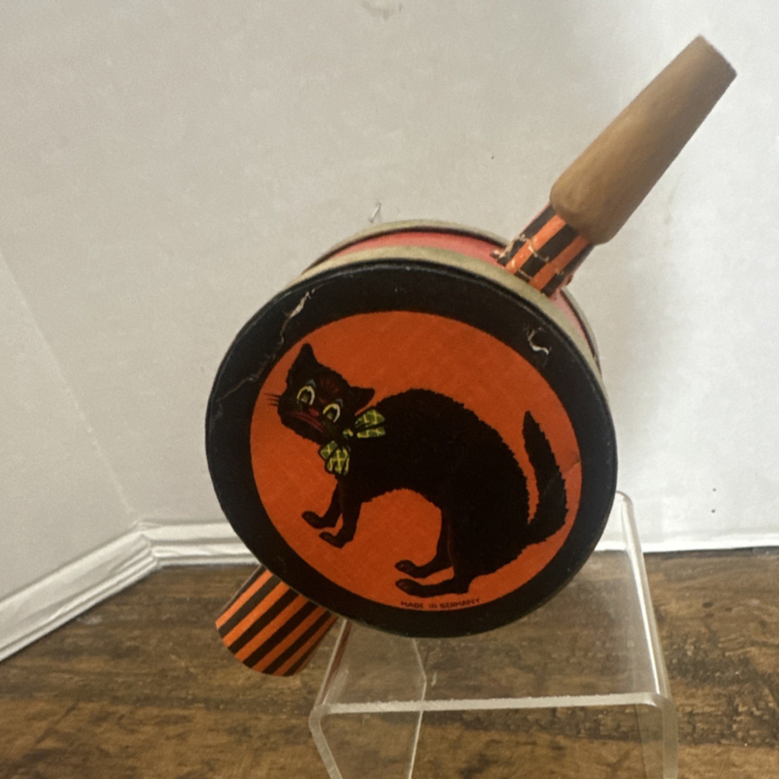 Vintage Halloween Black Cat Clapper Noisemaker Rattle Made in Germany