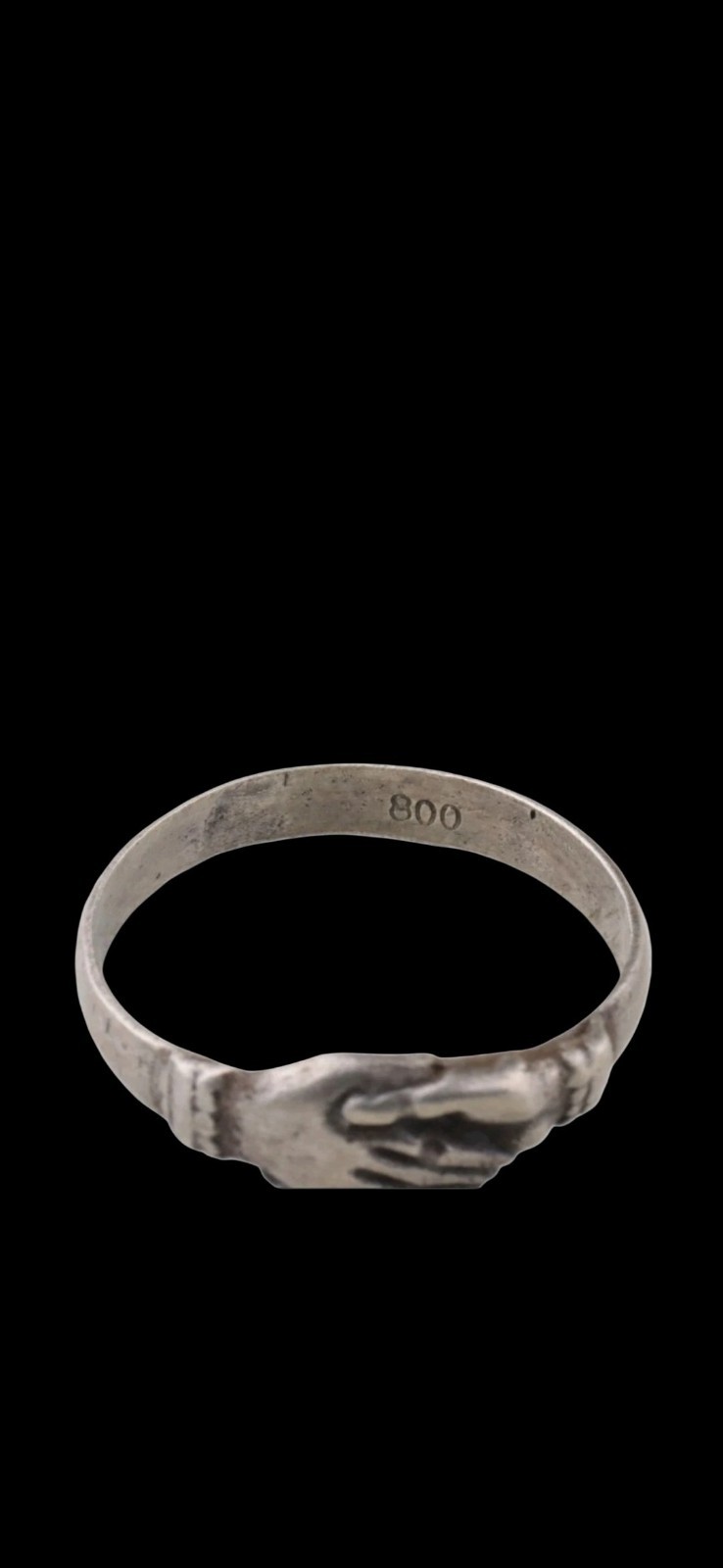 Antique Ww1 Ww2 Era Central European Ring Masonic Mason Hand Shake 800 Silver