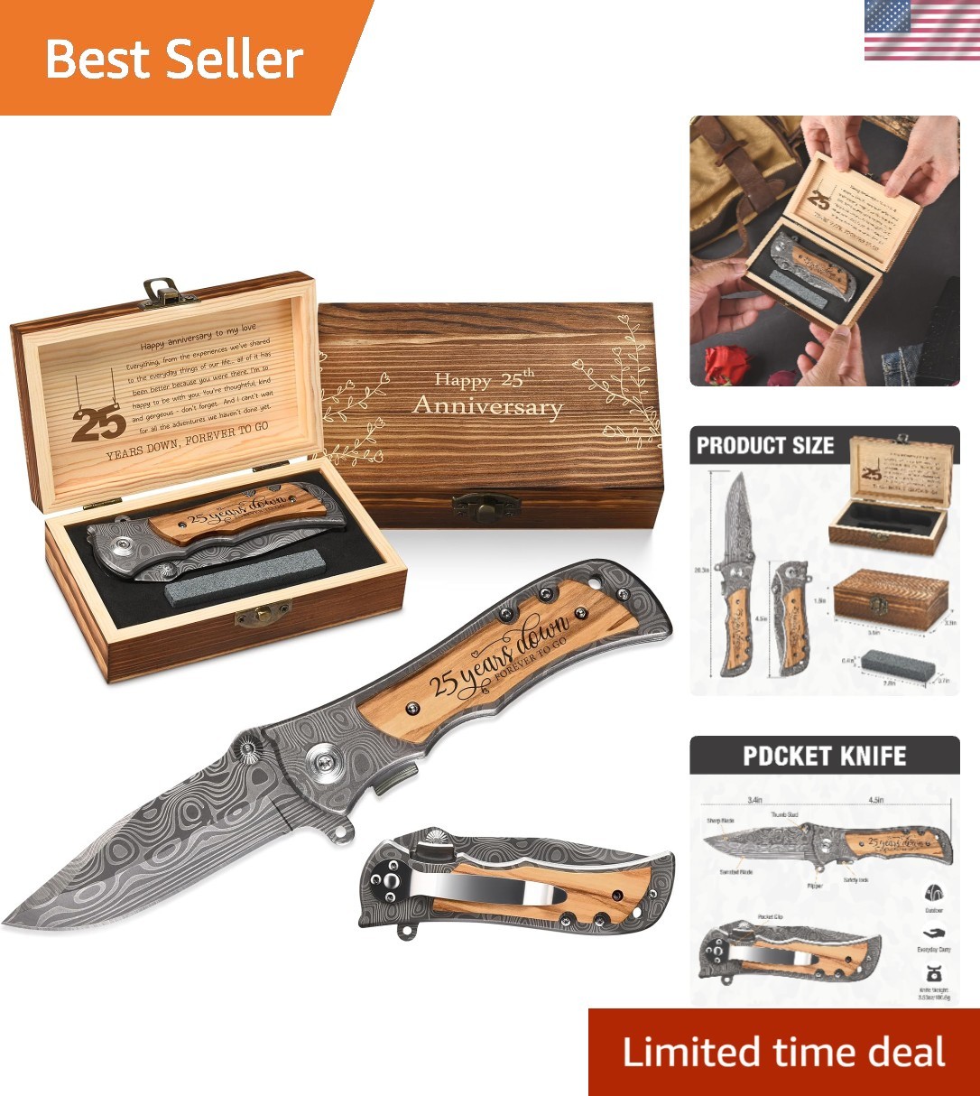 GiveGreatGift 25 Anniversary for Men Gifts, 25th Wedding brown black GiveGreatGift 25 Anniversary for Men Gifts, 25th Wedding brown black