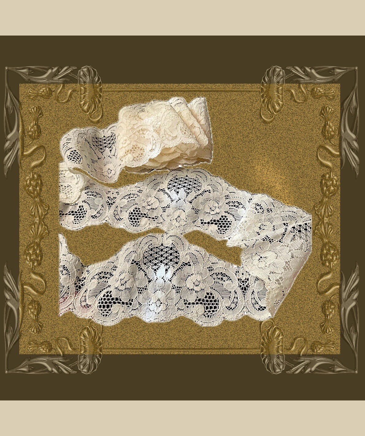 Vintage Edwardian Lyon Fleur Bridal Lace Egg Shell Scallop 84 in x 3 in NOS #V