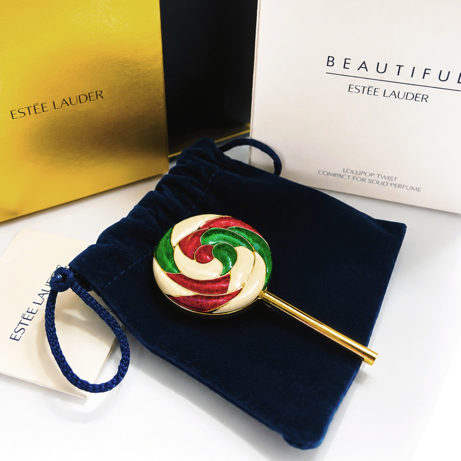 Vintage Estee Lauder Lollipop Twist solid perfume compact Beautiful complete Vintage Estee Lauder Lollipop Twist solid perfume compact Beautiful complete