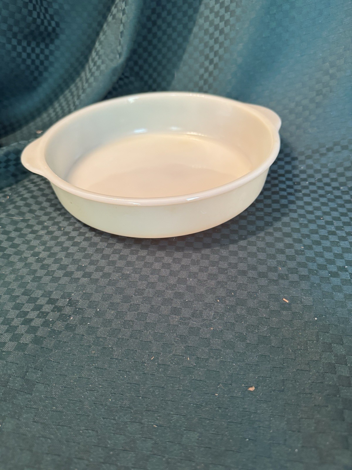 Vintage Fire King Ivory Oven Glass Handled Baking Dish 9” Cream Casserole