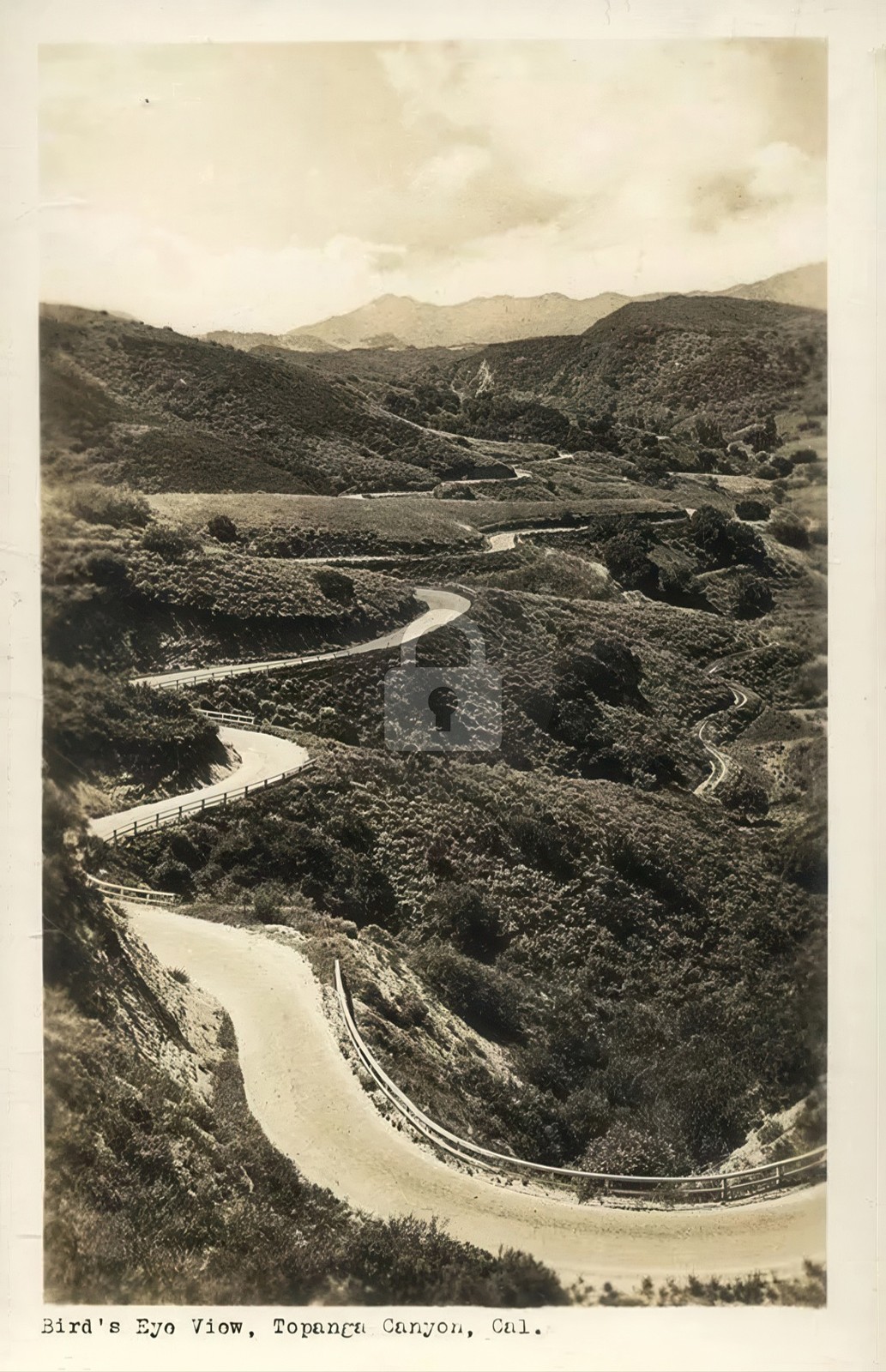 Topanga Canyon California Birdseye View Road RPPC Photo Postcard COPY Topanga Canyon California Birdseye View Road RPPC Photo Postcard COPY