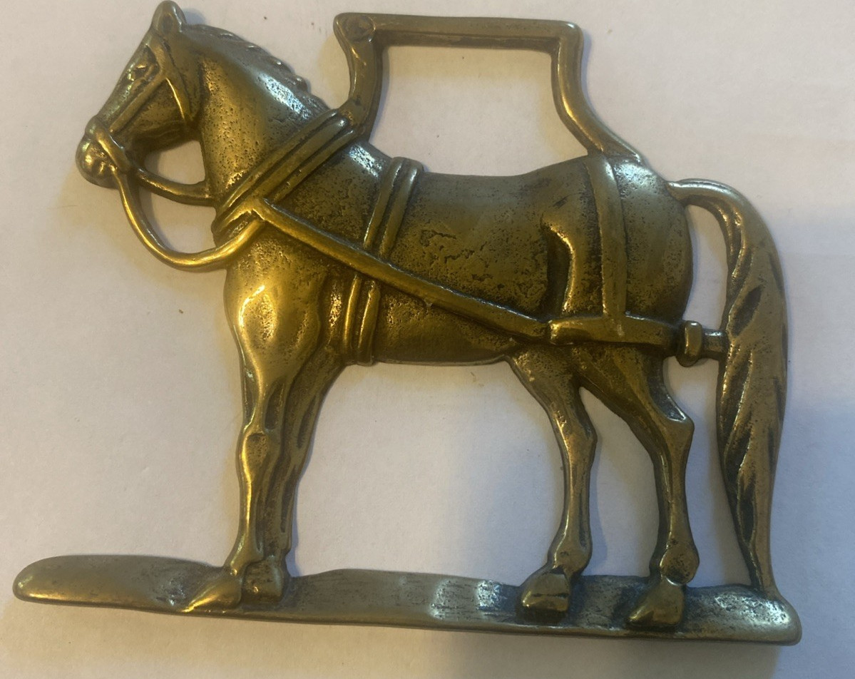 Brass Horse Medallion Antique English Draft Shire Work Heavy Cart Parade Harness Brass Horse Medallion Antique English Draft Shire Work Heavy Cart Parade Harness
