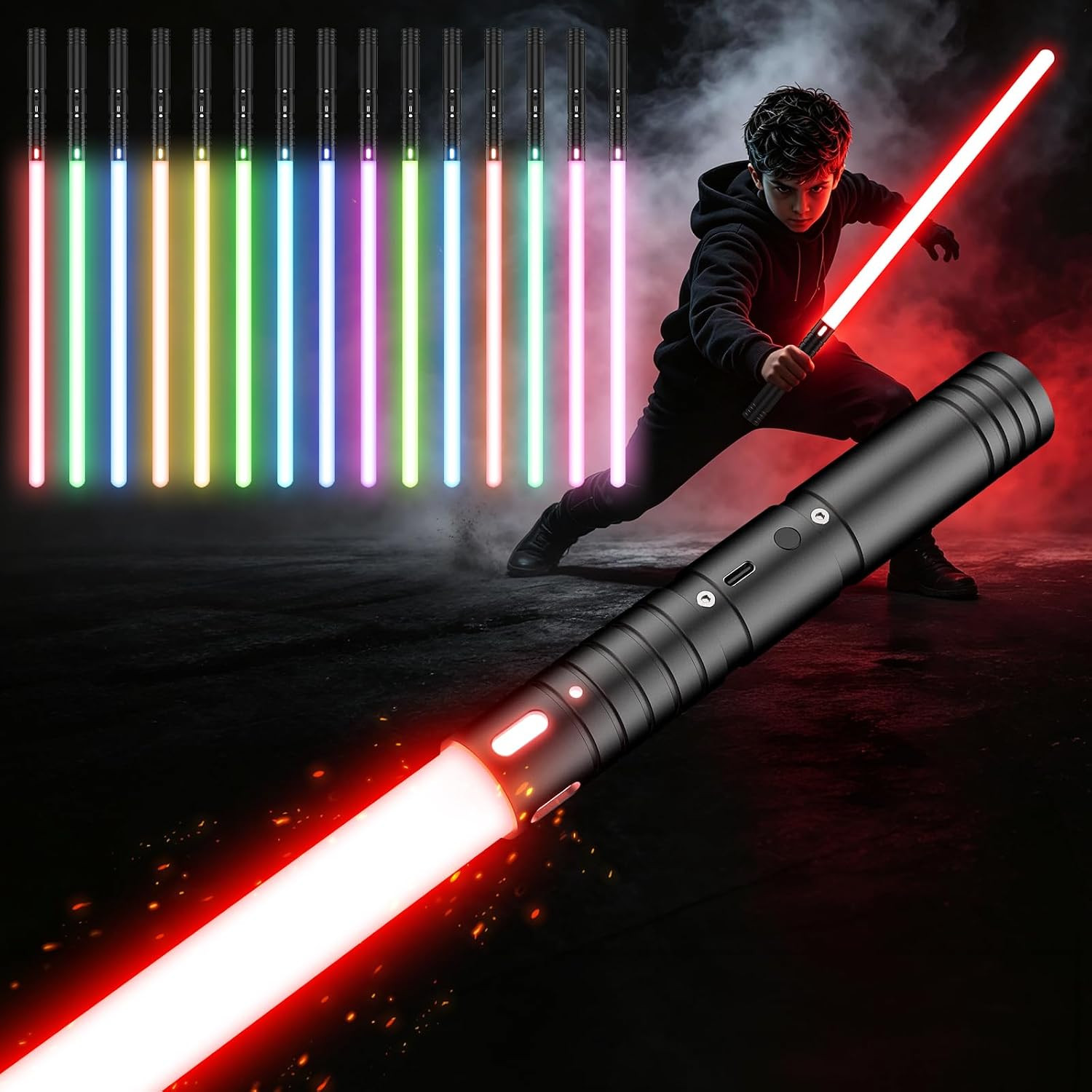 1-Pack Upgraded Light Saber, USB Rechargeable, Dueling Double Lightsaber, Mental 1-Pack Upgraded Light Saber, USB Rechargeable, Dueling Double Lightsaber, Mental