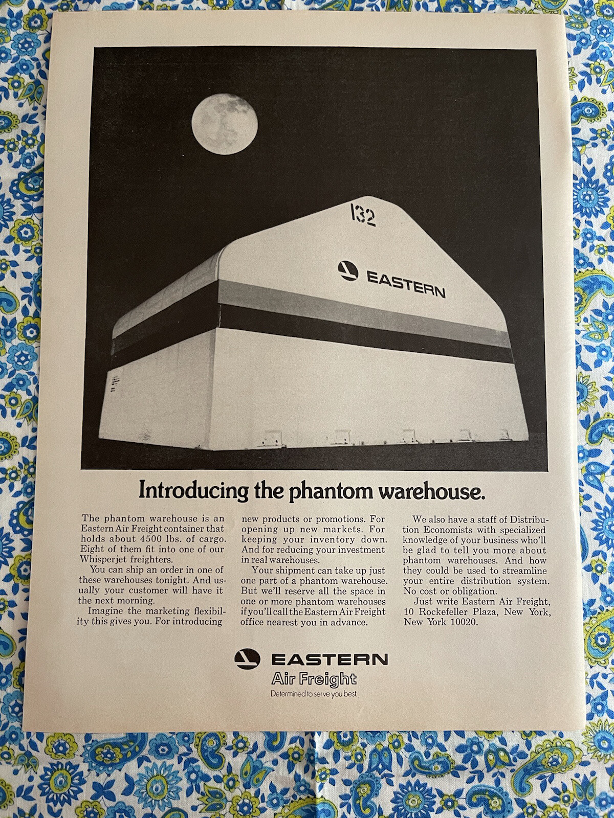 Vintage 1969 Eastern Airlines Freight Warehouse Print Ad-Phantom Freight Contain Vintage 1969 Eastern Airlines Freight Warehouse Print Ad-Phantom Freight Contain