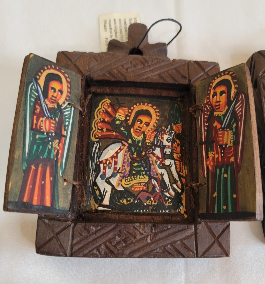 2 Ethiopian wooden icons. Hand carved and hand painted. 5\
