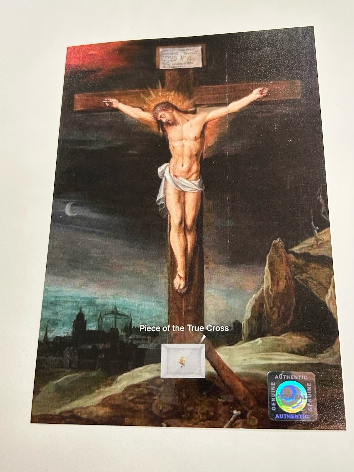 Piece Of Wood From The True Cross relic Catholic Church card Religious photo
