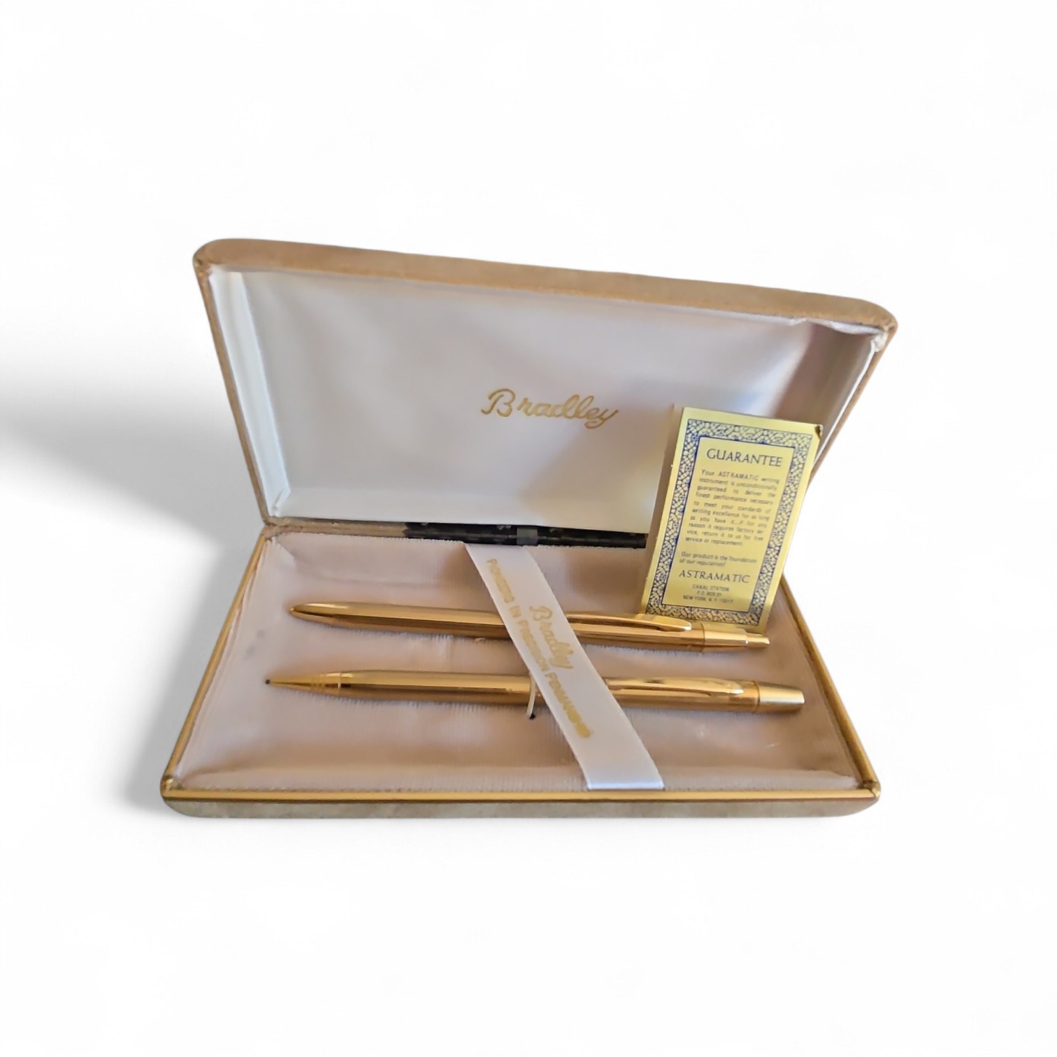 Vintage Bradley Pen & Pencil Set ~ Gold Tone In Original Box Vintage Bradley Pen & Pencil Set ~ Gold Tone In Original Box