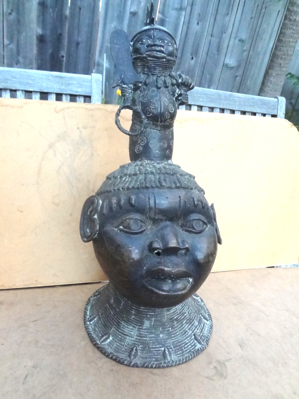 Antique OLD African Benin Bronze Head 24\ Antique OLD African Benin Bronze Head 24\