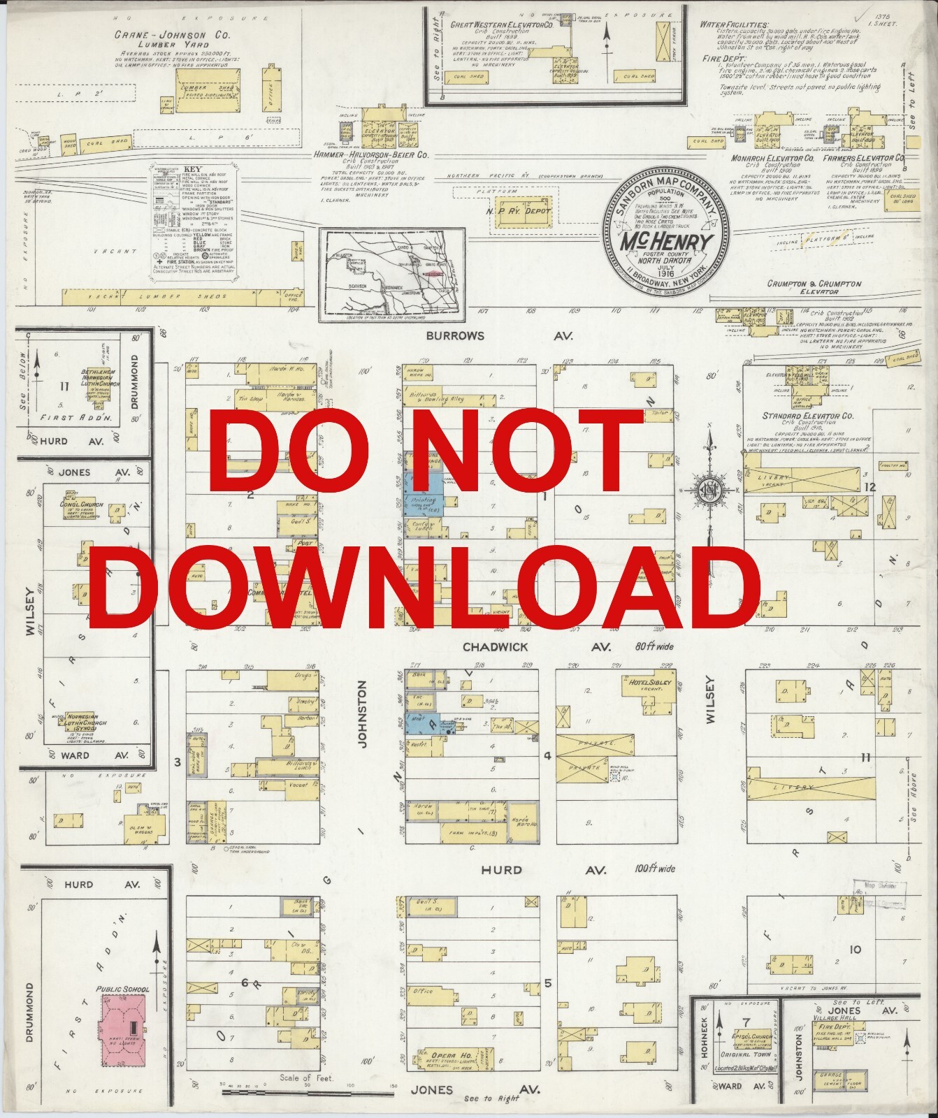 1916 Very Detailed COPY City Map McHenry North Dakota Perfect for researchers 1916 Very Detailed COPY City Map McHenry North Dakota Perfect for researchers