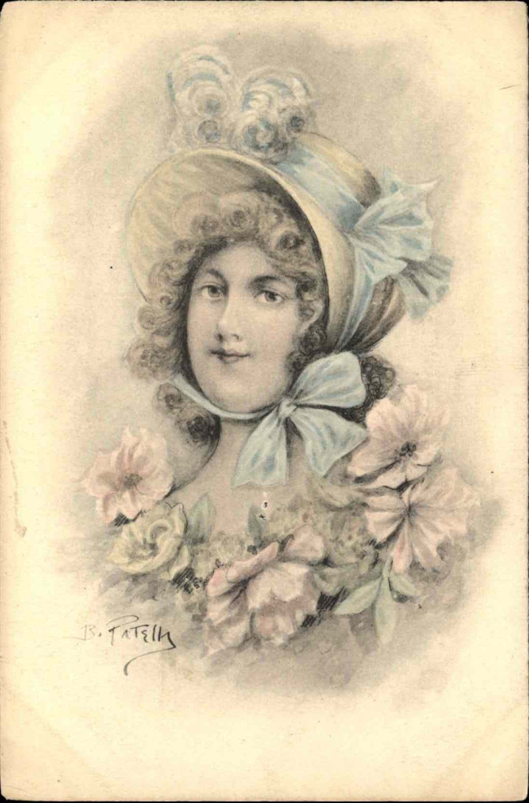 A/S Patella Beautiful Woman in Bonnet c1910 Vintage Postcard A/S Patella Beautiful Woman in Bonnet c1910 Vintage Postcard