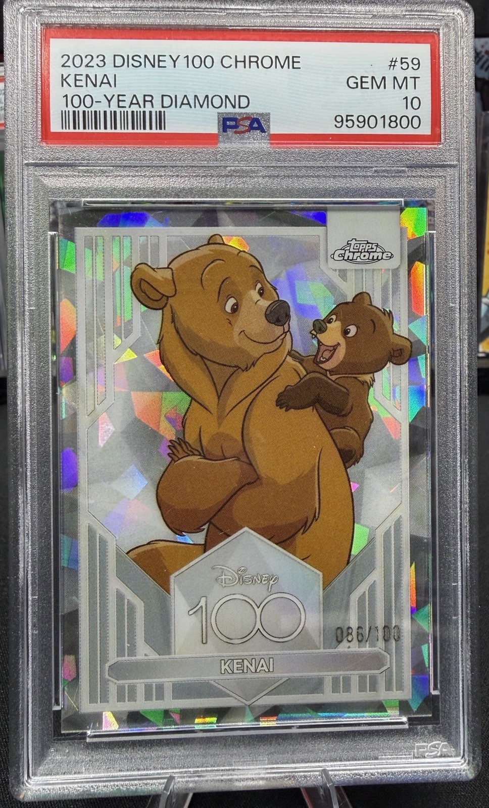 2023 Topps Chrome Disney 100 Kenai #59 100-Year Diamond Refractor /100 PSA10 GEM 2023 Topps Chrome Disney 100 Kenai #59 100-Year Diamond Refractor /100 PSA10 GEM