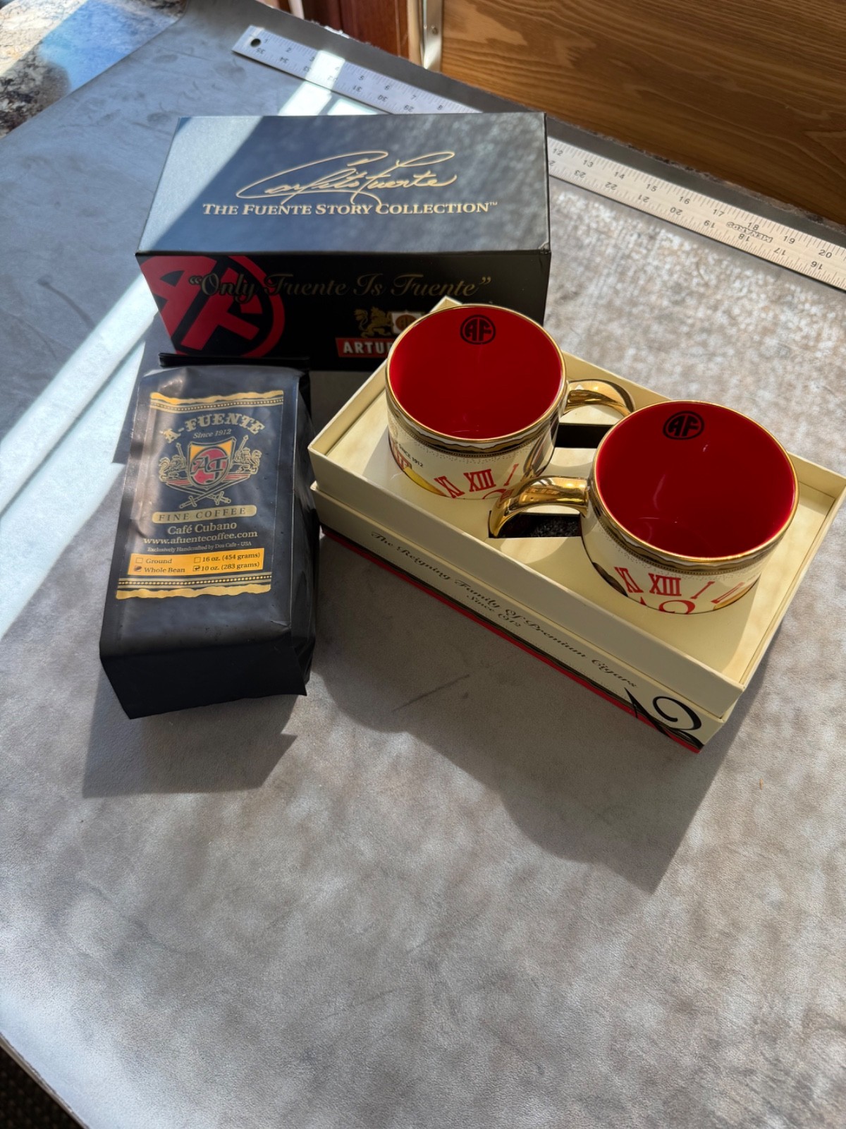 Arturo Fuente Set of 2 Limited Edition Ceramic Mugs w/ 10oz AF Cafe Cubano Beans Arturo Fuente Set of 2 Limited Edition Ceramic Mugs w/ 10oz AF Cafe Cubano Beans