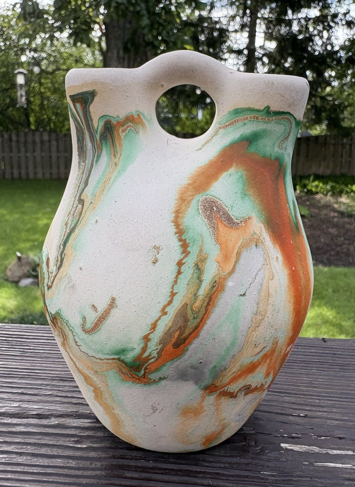 Vtg Native American Wedding Vase Nemadji Pottery Swirl Pattern Clay USA 6 Vtg Native American Wedding Vase Nemadji Pottery Swirl Pattern Clay USA 6