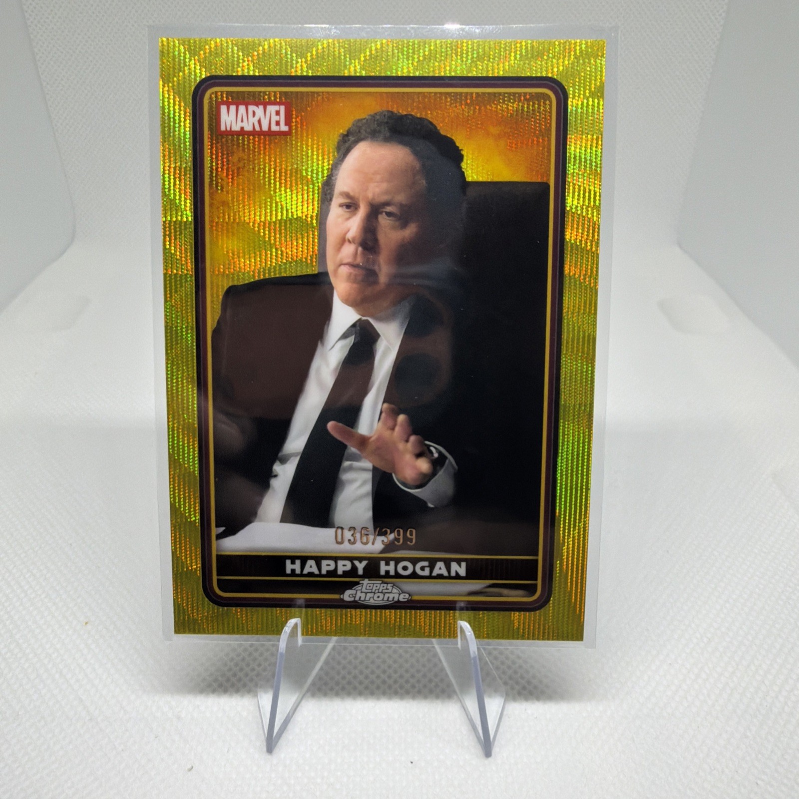 Happy Hogan 2025 Topps Chrome Deadpool Yellow Wave /399 #29 Happy Hogan 2025 Topps Chrome Deadpool Yellow Wave /399 #29