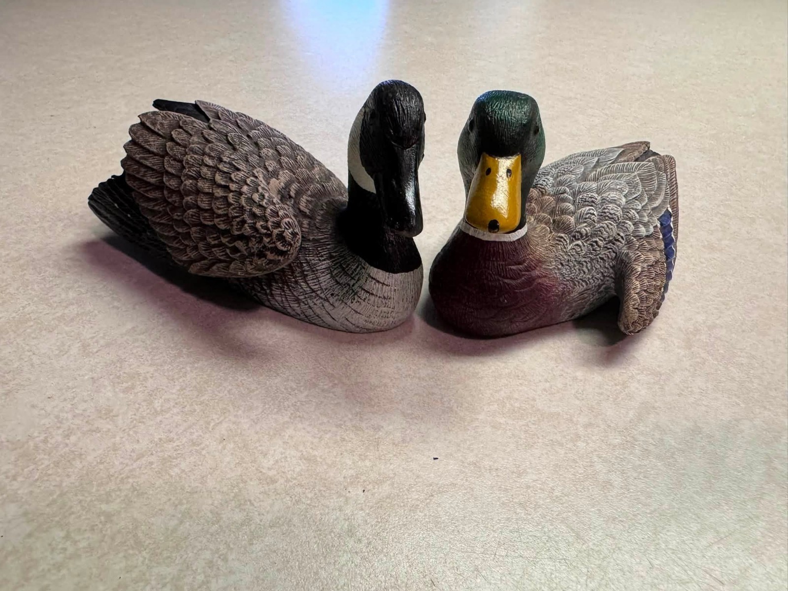 Lot of 2 Vintage J.B. Garton Heritage Decoys Mini Canada Goose & Mallard Drake