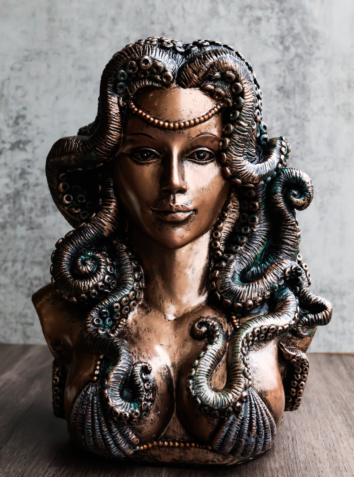 Sea Witch Goddess Cecaelia Kraken Octopus Tentacles Haired Woman Bust Statue Sea Witch Goddess Cecaelia Kraken Octopus Tentacles Haired Woman Bust Statue