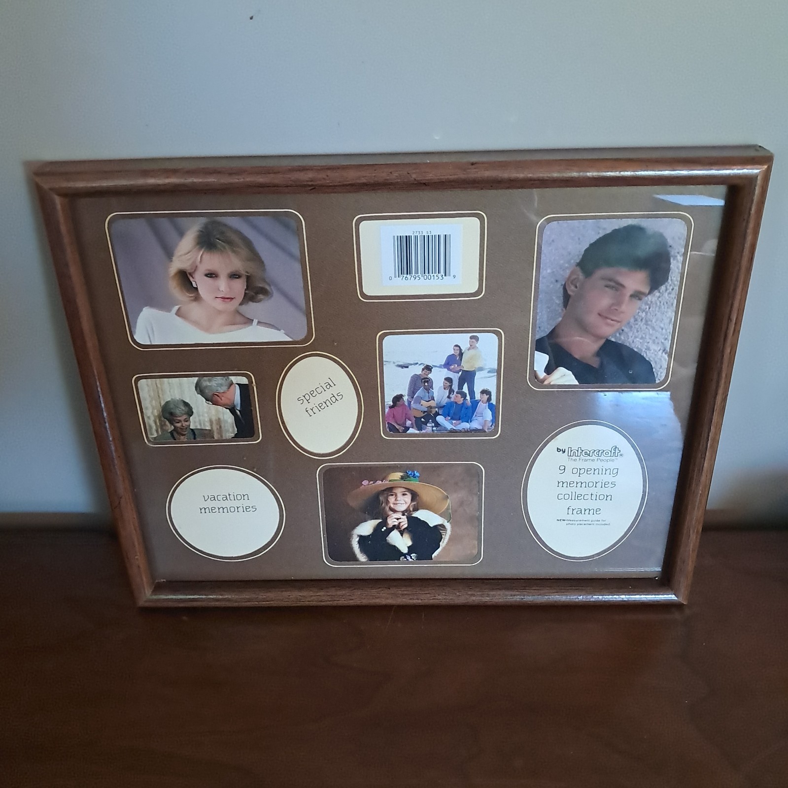 Vtg NEW 1980s Photo Collage Wooden Wall Frame 12x15” 9 Photos Cottagecore Retro