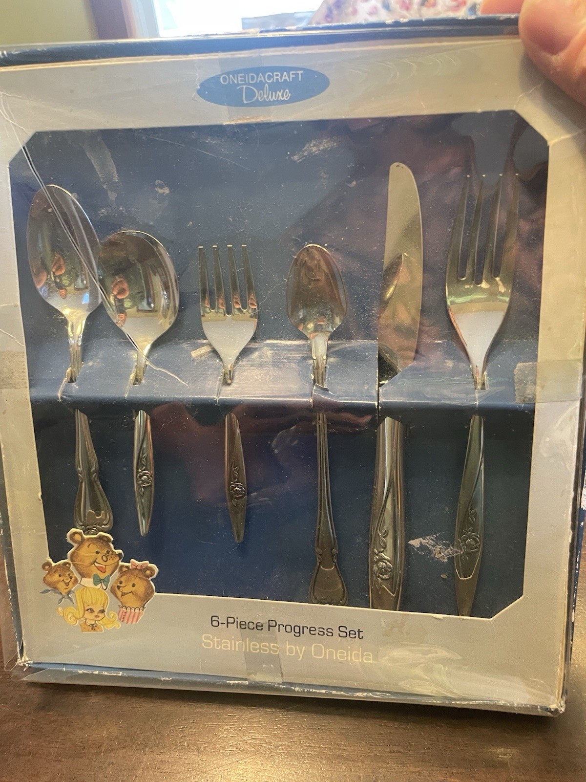 Vintage Oneidacraft Deluxe Stainless 6 PC Childs Progress Flatware Lasting Rose Vintage Oneidacraft Deluxe Stainless 6 PC Childs Progress Flatware Lasting Rose