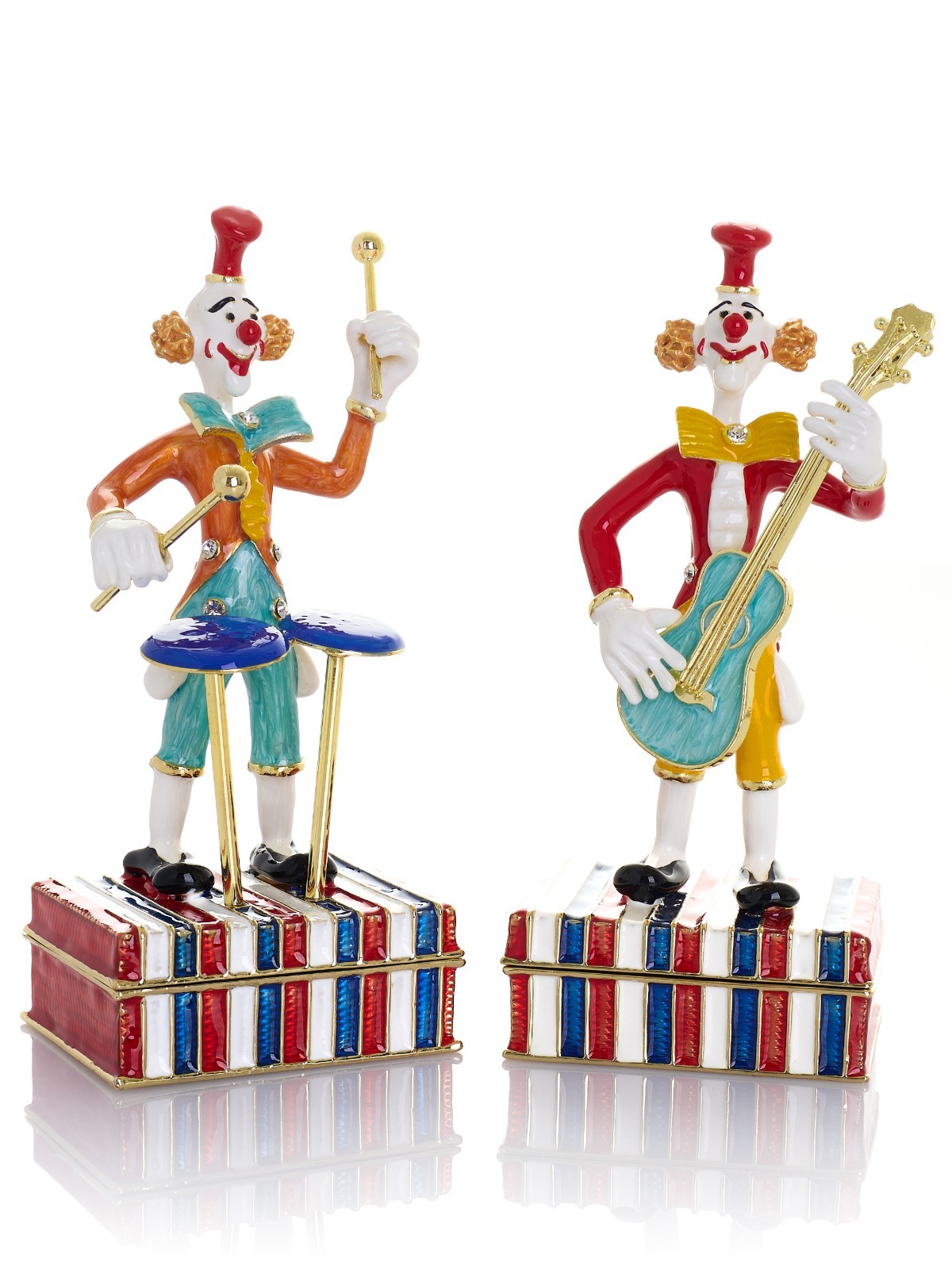 Keren Kopal *2 pc set *  Circus Clown  Trinket Box Decorated & Austrian Crystals