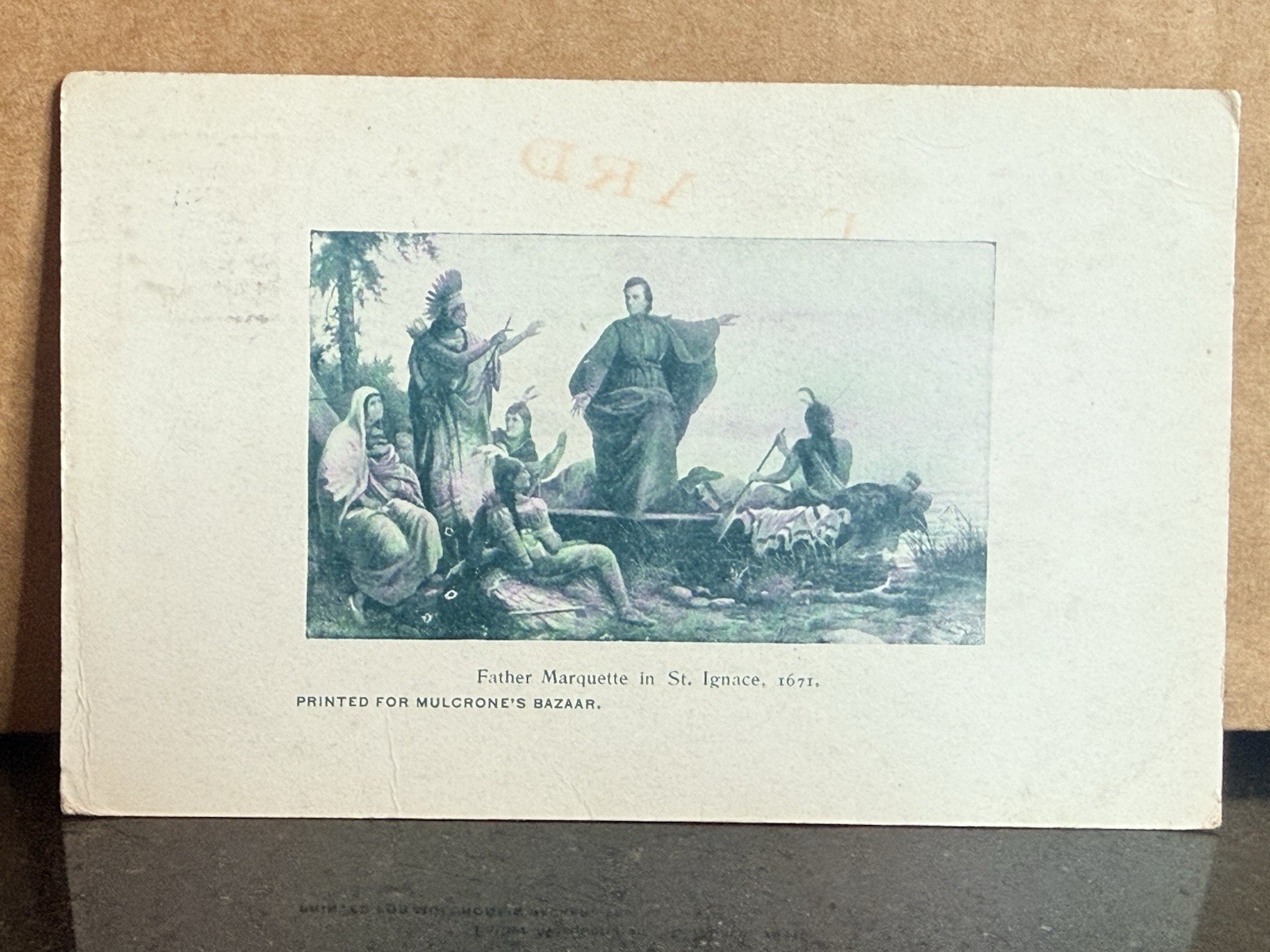 Vintage 1906 St Ignace MI Postcard Father Marquette Mulcrone\'s Bazaar Undivided