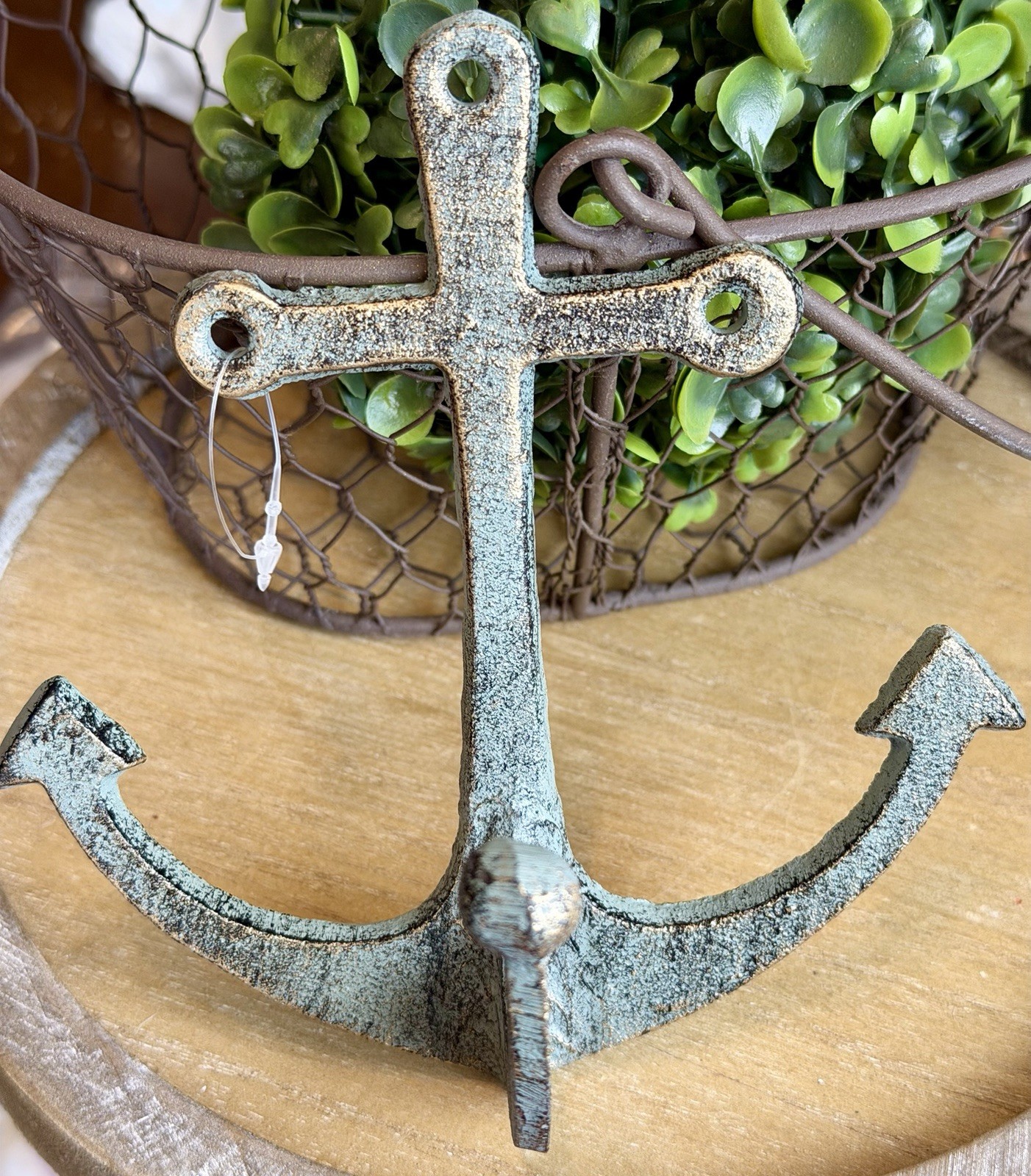 Rustic Cast Iron Turquoise 6” Metal Decorative Ocean Anchor nautical Wall Decor