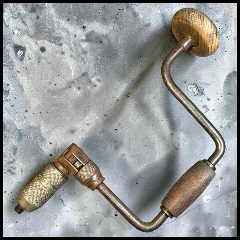 Vintage 1950s Stanley Handyman Bit Brace Wood Boring Hand Drill Tool USA Vintage 1950s Stanley Handyman Bit Brace Wood Boring Hand Drill Tool USA