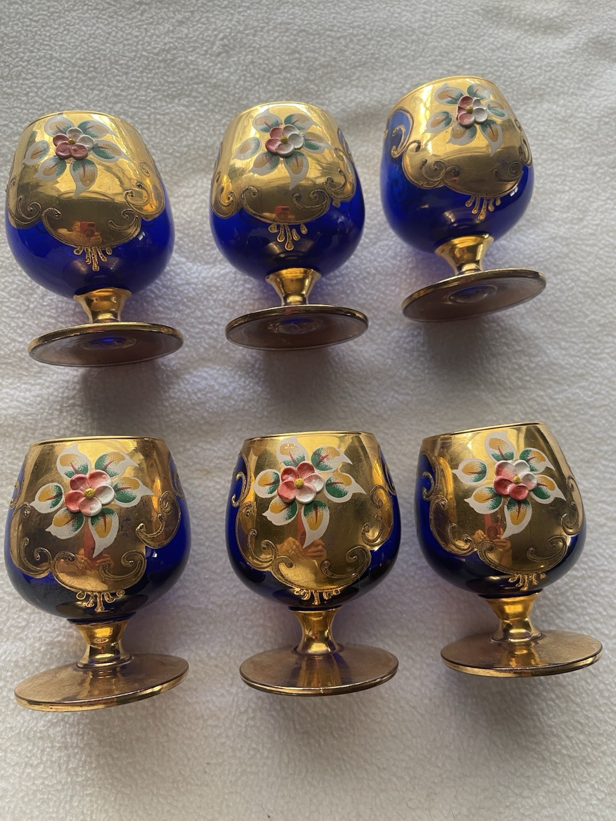 Vintage Bohemian Cobalt Blue Brandy Snifter set of 6/ Murano Italy Vintage Bohemian Cobalt Blue Brandy Snifter set of 6/ Murano Italy