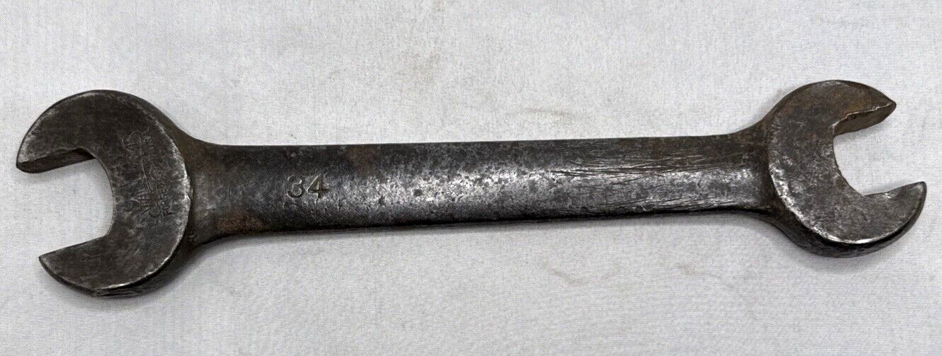 Antique 1914-24 J H Williams No. 34 Open-end Wrench 5/8~1/2 USS & 9/16 ~3/4 SAE