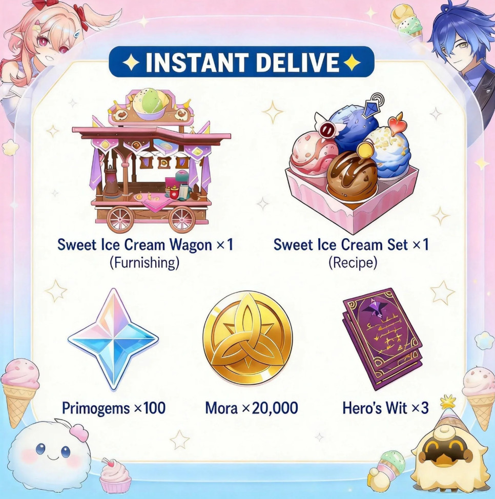 Genshin Impact x Baskin Robbins BR Japan Collab Code Ice Cream⚡INSTANT DELIVE Genshin Impact x Baskin Robbins BR Japan Collab Code Ice Cream⚡INSTANT DELIVE