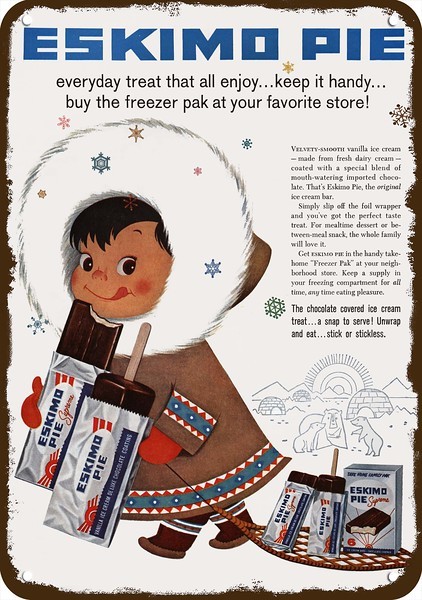 1958 ESKIMO GIRL LOVES ESKIMO PIE BAR Vintage Look DECORATIVE REPLICA METAL SIGN 1958 ESKIMO GIRL LOVES ESKIMO PIE BAR Vintage Look DECORATIVE REPLICA METAL SIGN