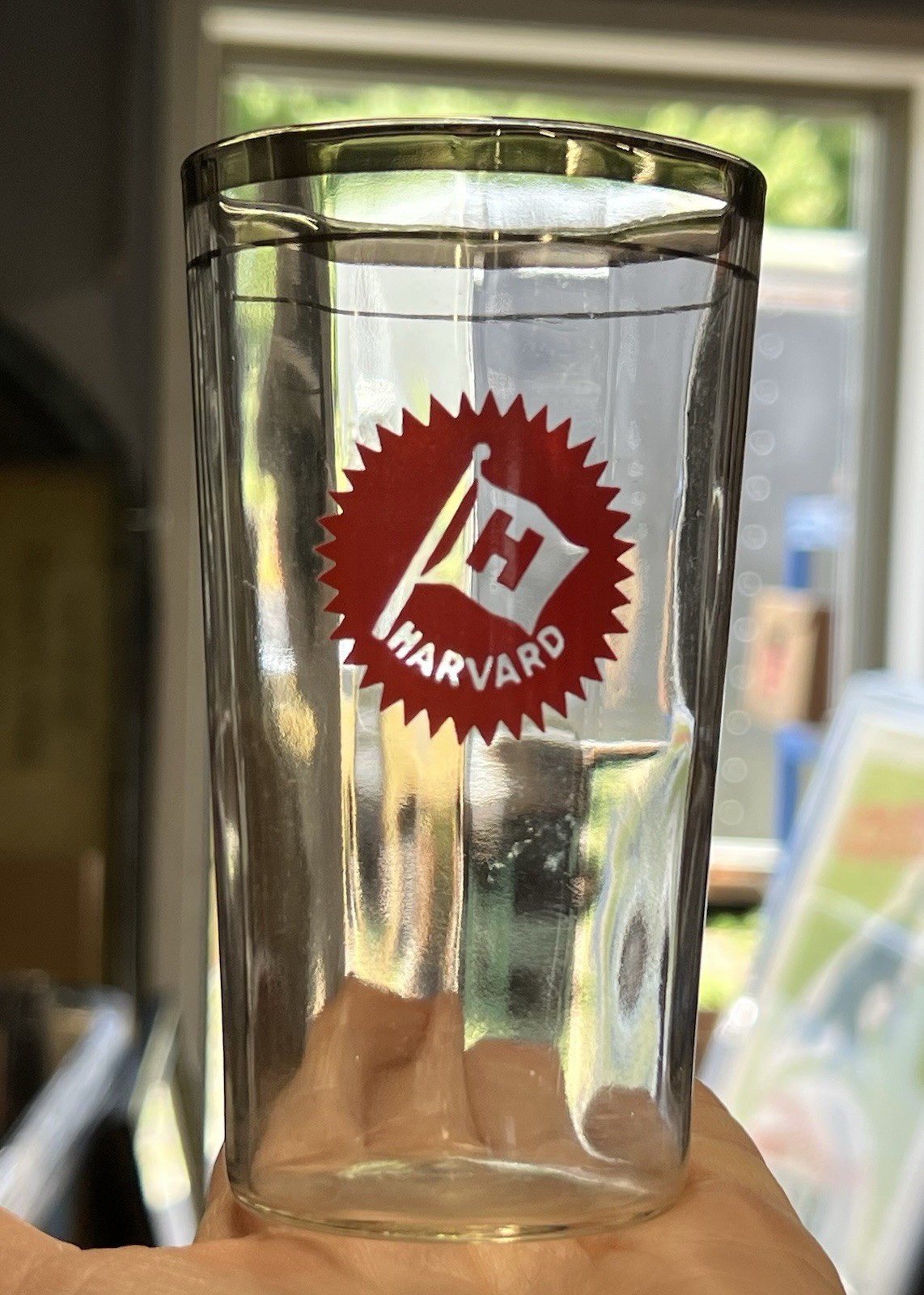 RARE Vintage Clear Ribbed HARVARD UNIVERSITY Drinking Glass