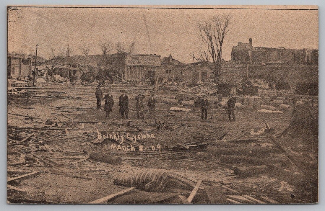 1909 BRINKLEY AR Arkansas Cyclone Damage Postmarked ROE AR Postcard 15CG
